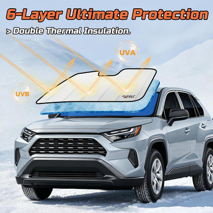 2024-2026 Crosstrek Windshield Sun Shade Compatible with 2024 2025 2026 Subaru Crosstrek Impreza Upgraded 6 Layers Accordion-Folding Front Sun Visor with Storage Bag Keep Interior Cool