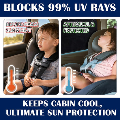 BBTO 4pcs Car Window Sun Shades Black Blackout Magnetic Side Window Shades