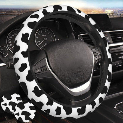Black White American Flag Steering Wheel Cover - Retro USA Flag Steering Wheel Protector Neoprene 15Inch Car Accessories 2 Pcs Car Coasters for Women Men