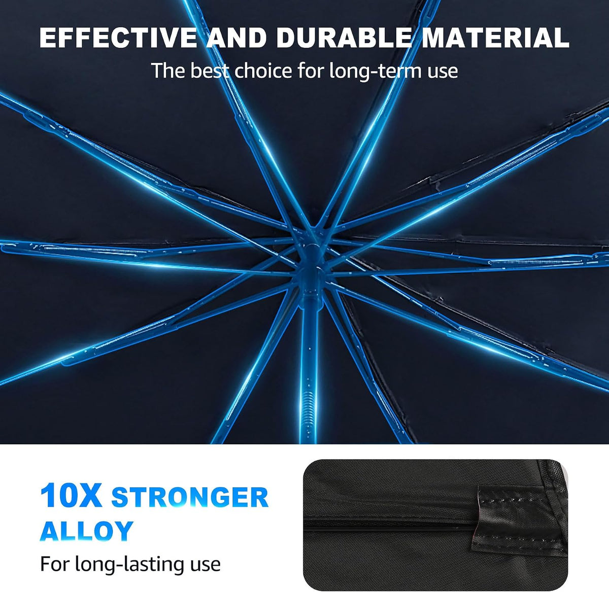 [2026 Upgrade] Car Windshield Sun Shade Umbrella - [10 Fiberglass Ribs][360° Bendable][100% Sun Block] [240T Thickened Titanium Silver ] Ice-Shield Protect Car from Sun Rays Heat Damage