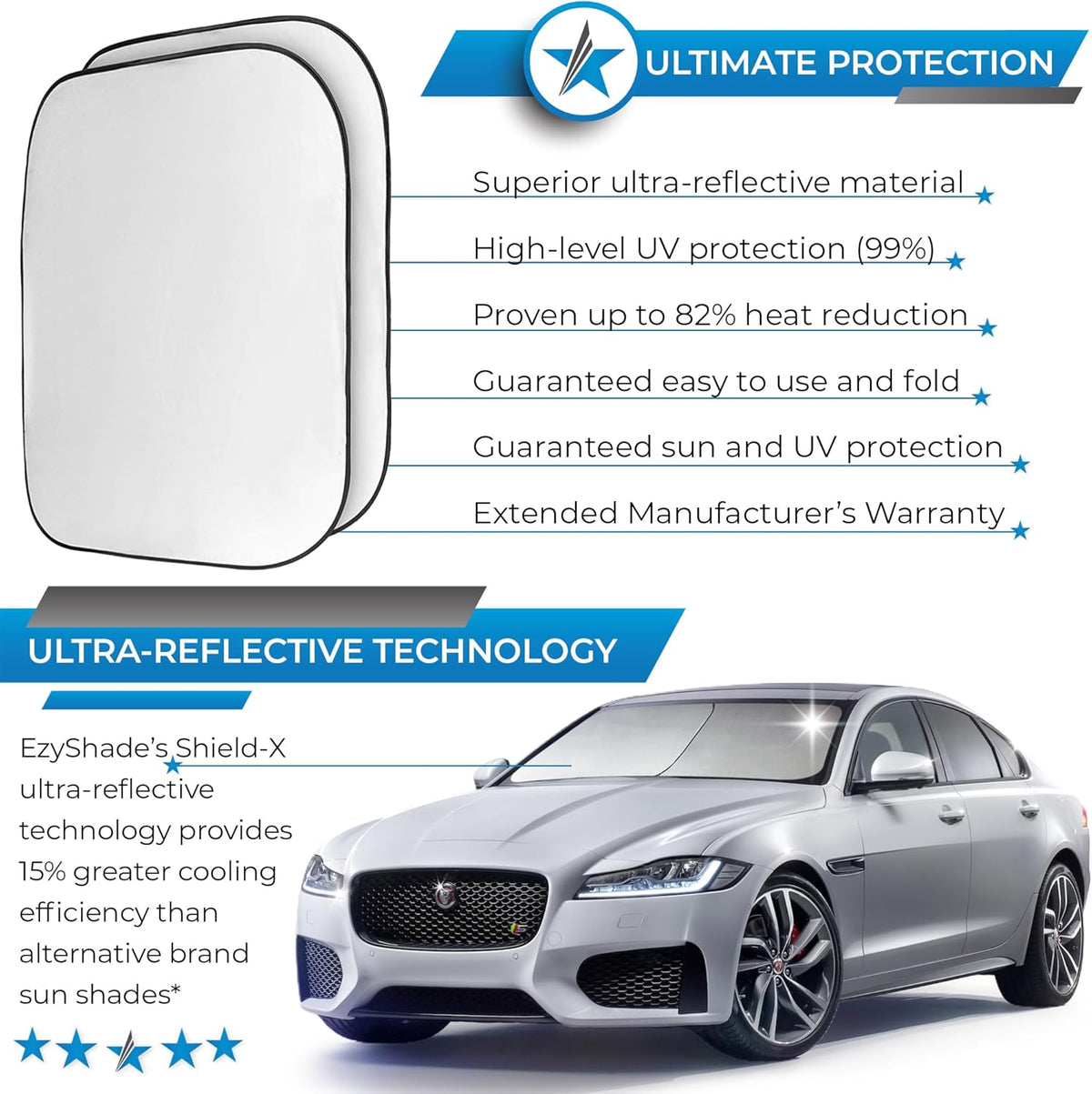 EzyShade Car Windshield Sun Shade. See Vehicle Size-Chart. Medium (M) Size