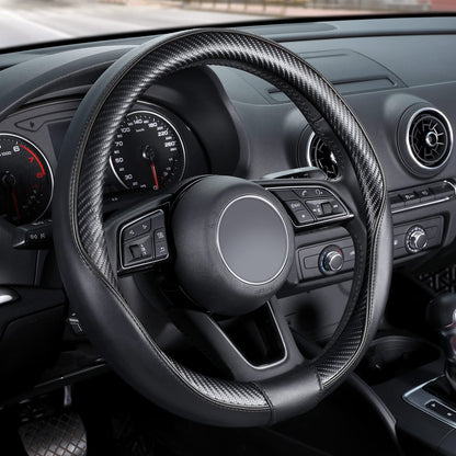 SEG Direct Steering Wheel Cover 15.5"-16" Heavy-Duty, Black Carbon Fiber