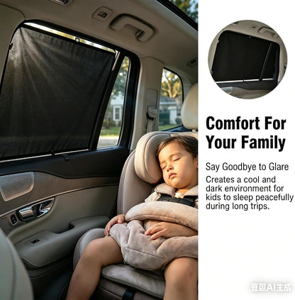 4 PCS Car Side Window Sun Shades, Heat Insulation & Sun Blocking Magnetic Shade for Baby, Full Blackout Privacy Protection Curtain for Front & Rear Windows, Universal for Most Cars (Silver)
