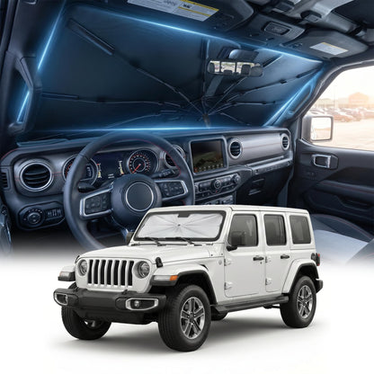 [2026 Upgraed] DooGooCoo Windshield Sun Shade Umbrella for Toyota Tacoma [100% Sunlight Blocked, Ice Crystal Cool] Sunshade for Car Windshield for Tacoma Sun Shade 2016-2026, Custom Fit for Tacoma.