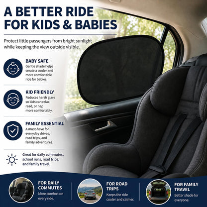 Static Cling Car Window Shades, UV Protection, 2 Pack