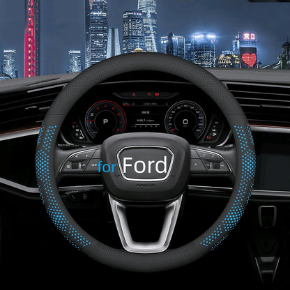 Yangday Leather Steering Wheel Cover for Ford F150 F250 F350, 15.5-16 inches Car Steering Wheel Cover with Anti-Slip Massage Particle (Black)