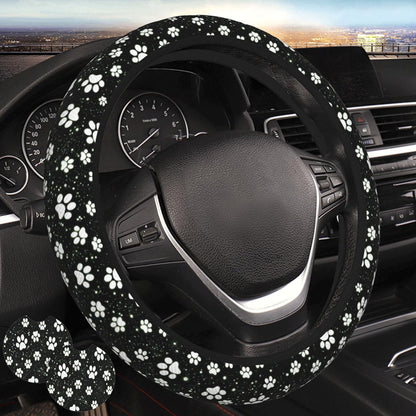 Black White American Flag Steering Wheel Cover - Retro USA Flag Steering Wheel Protector Neoprene 15Inch Car Accessories 2 Pcs Car Coasters for Women Men