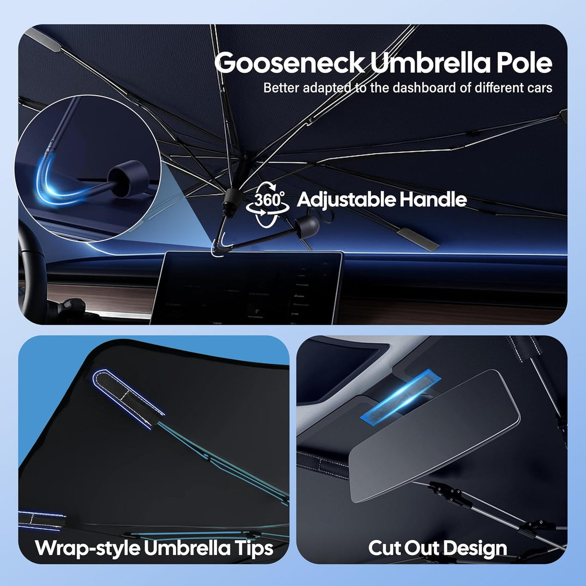 Econour Windshields Sun Shade for Car, Foldable Car Sunshade & Window Tint