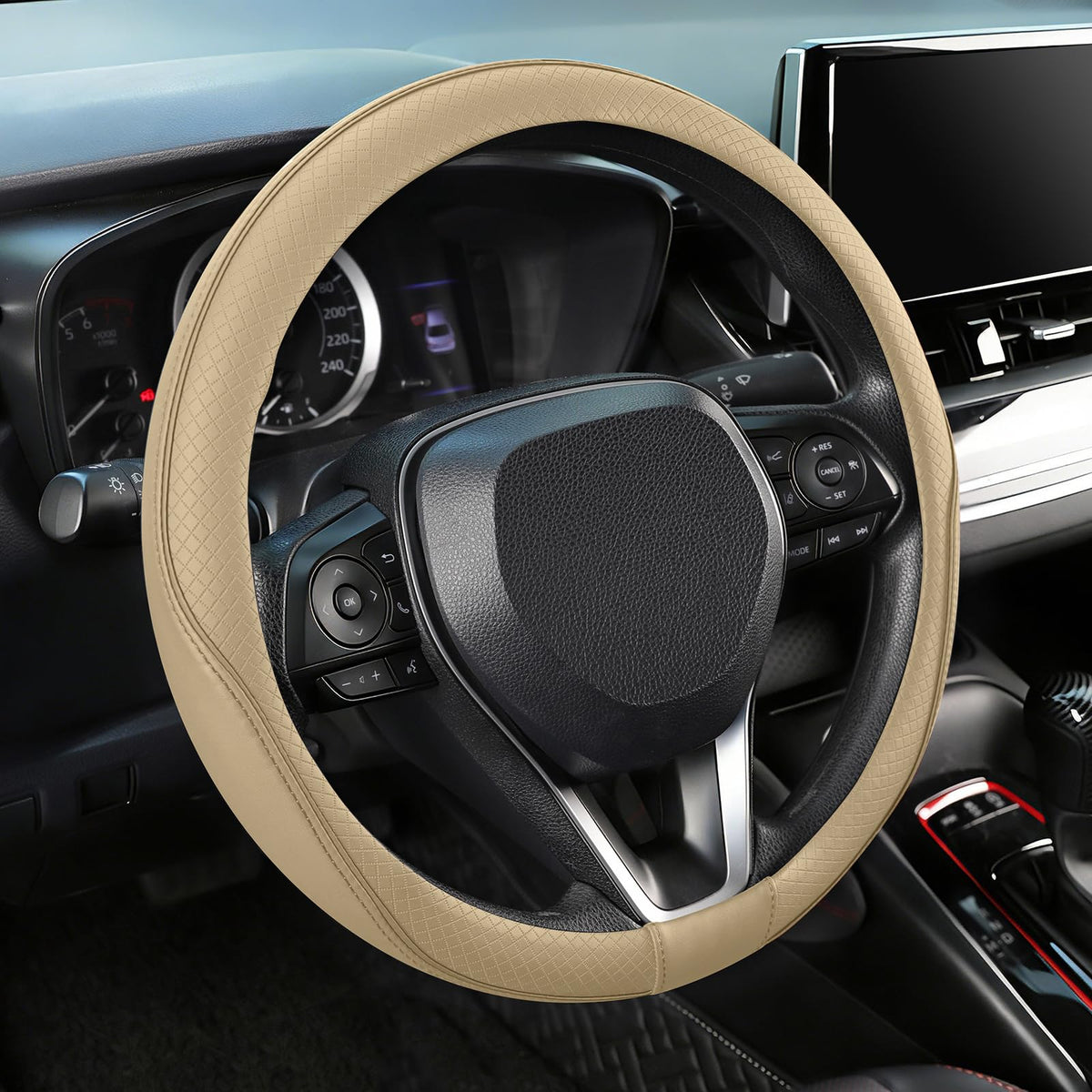 SEG Direct Black Car Steering Wheel Cover Medium Size 14.5-15 inch