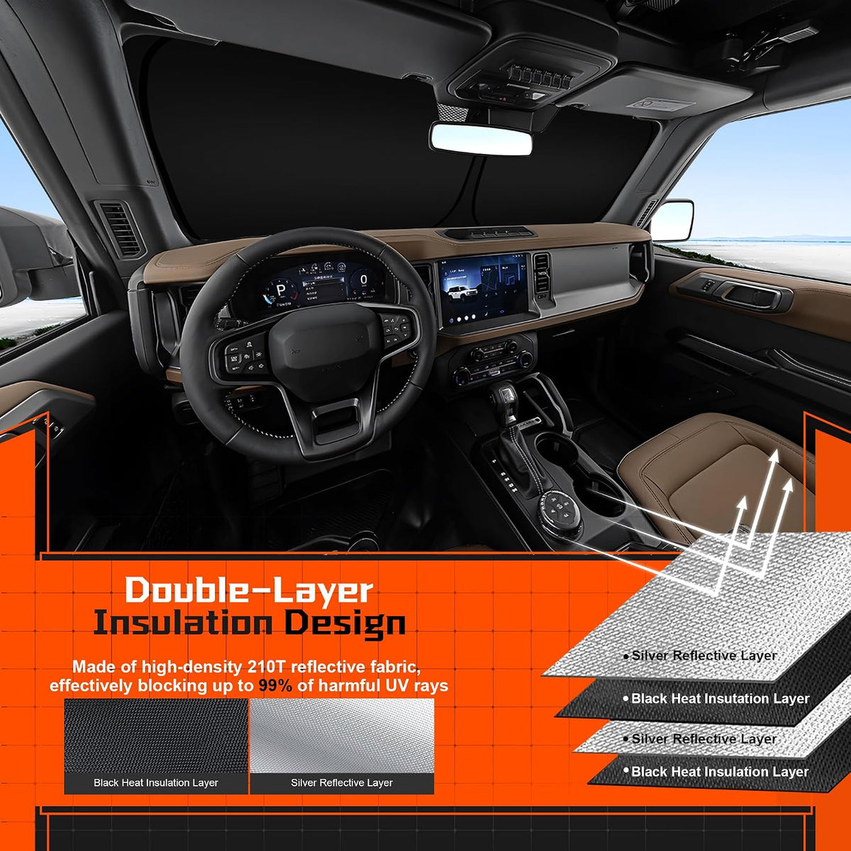 Custom Fit Windshield Sun Shade for Kia Telluride 2027
