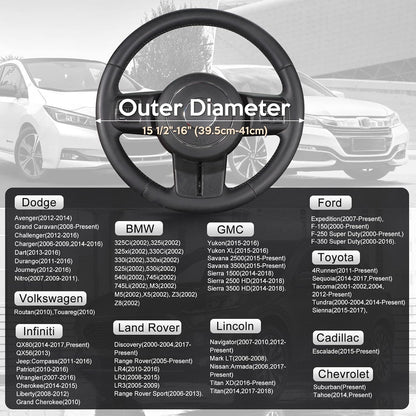 SEG Direct Steering Wheel Cover 15.5-16 inch Heavy-Duty, Black