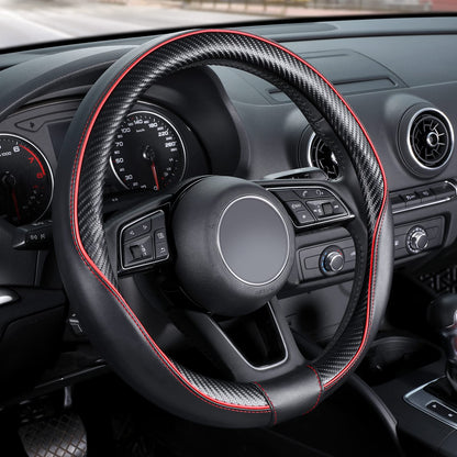 SEG Direct Steering Wheel Cover 15.5"-16" Heavy-Duty, Black Carbon Fiber