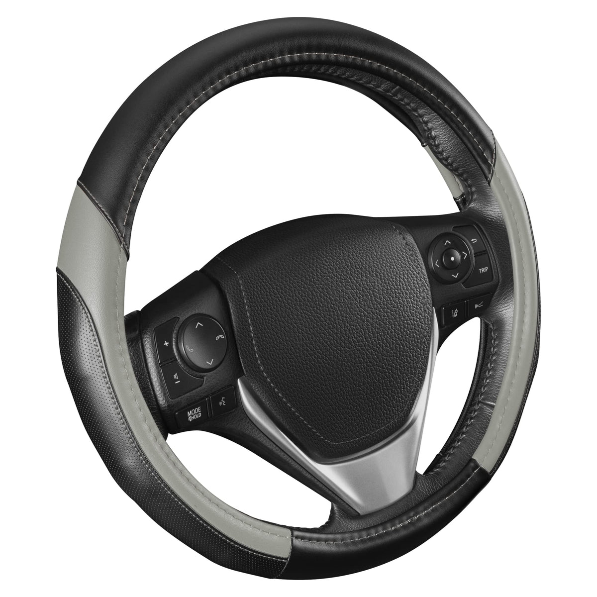 Motor Trend Perforated Microfiber Leather Steering Wheel Cover for Cars Trucks SUVs Vans, Sporty Racing Improved Grip Anti-Fatigue Ergonomic Design, Airbag Compatible - Fits Standard 15" Inch - Black