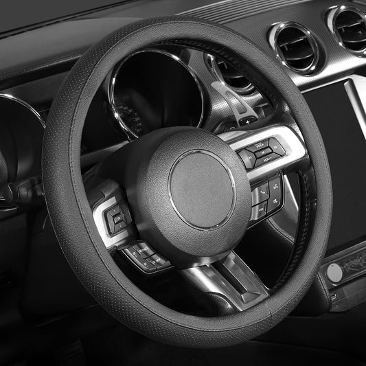 SEG Direct Black Car Steering Wheel Cover Medium Size 14.5-15 inch
