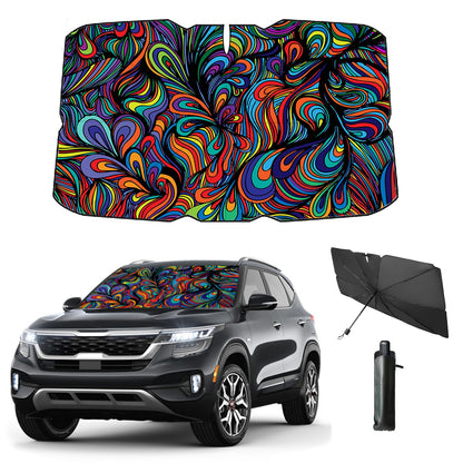 Windshield Sun Shade 2025 Car Accessories 100% Blackout Car Front Windsow Shades Umbrella Automotive Sun Visor Block Heat Insulation Protection (Black Eyes)