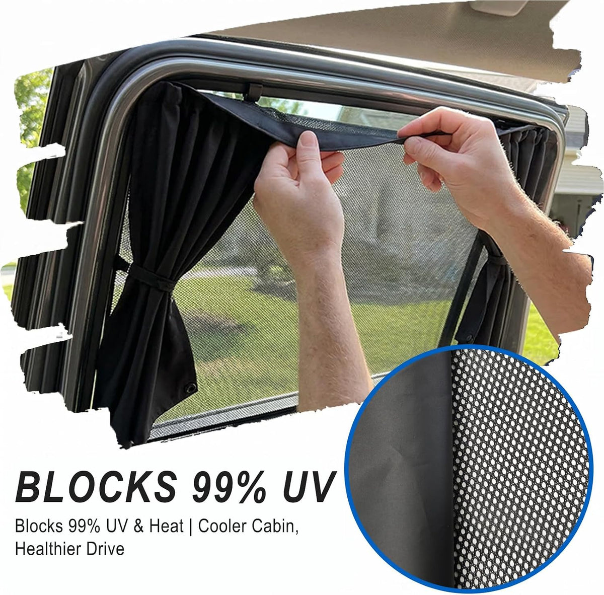 Car Window Shades, 2 PCS Magnetic Double Layer Car Sun Shade for Baby, Auto Back Side Window Screen Curtains with 10 Strong Magnets, Privacy Blackout/Half Cover for SUV, Sedan, Truck