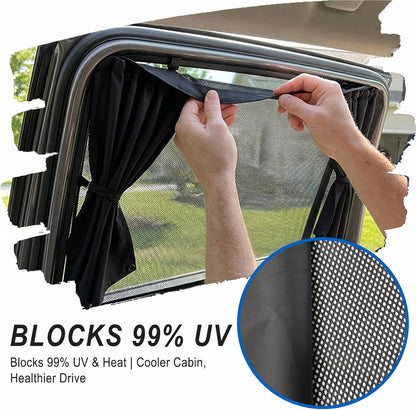 Car Window Shades, 2 PCS Magnetic Double Layer Car Sun Shade for Baby, Auto Back Side Window Screen Curtains with 10 Strong Magnets, Privacy Blackout/Half Cover for SUV, Sedan, Truck