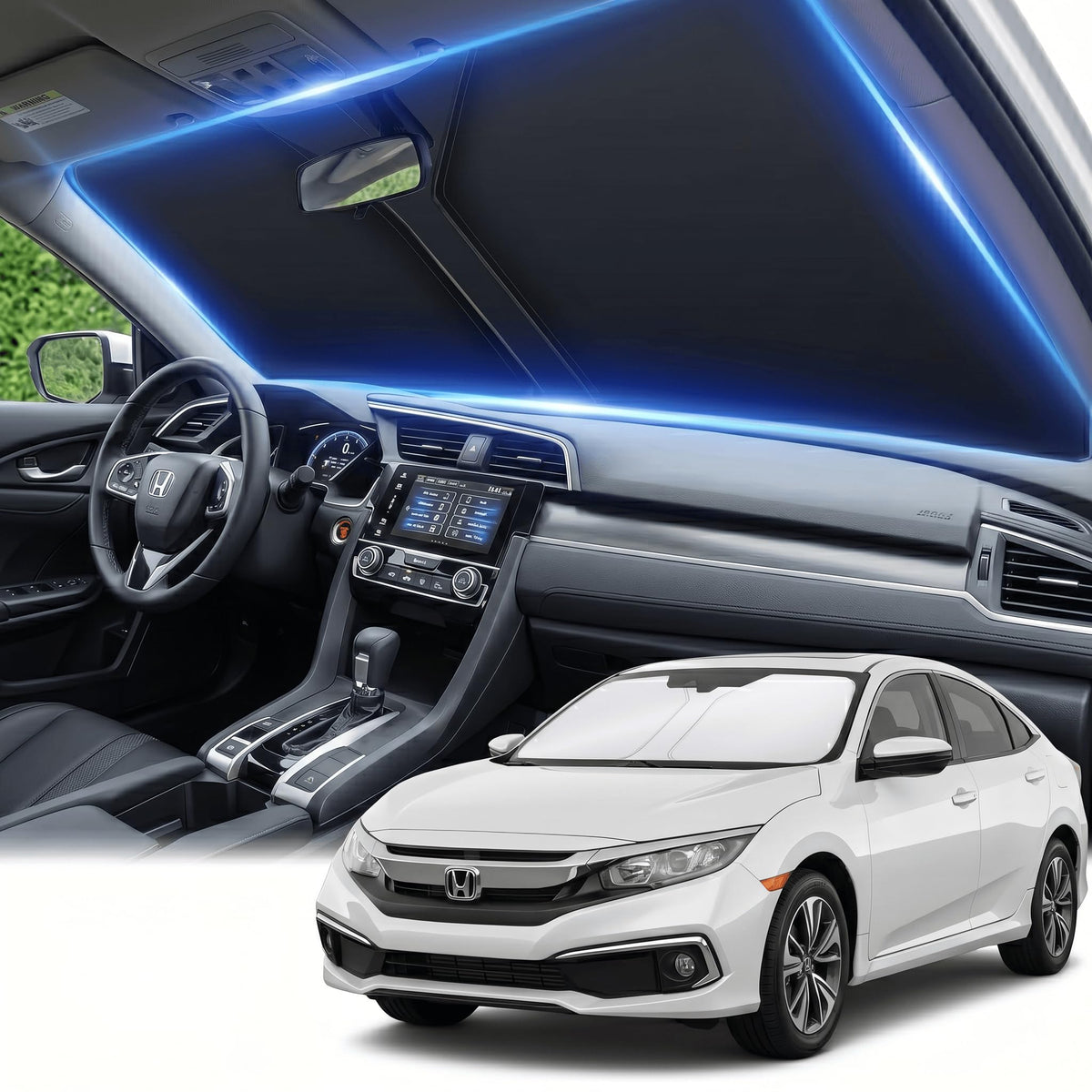 for Honda Accord 2018-2022 Windshield Sun Shade Front Window Shade Custom Fit Accord Accessories Sun Visor Foldable Shade Blocks UV Rays Summer Must Have Car Accessories