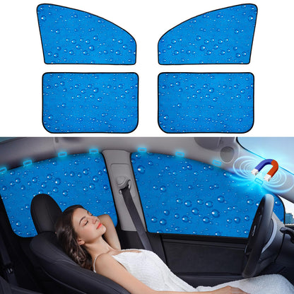 Aokway Magnetic Car Window Shades, Mesh Window Covers for Camping, UV Protection Car Curtains for Front & Rear Sunshade for car Window Baby, Universal Fit for Baby & Drivers (4Pcs)