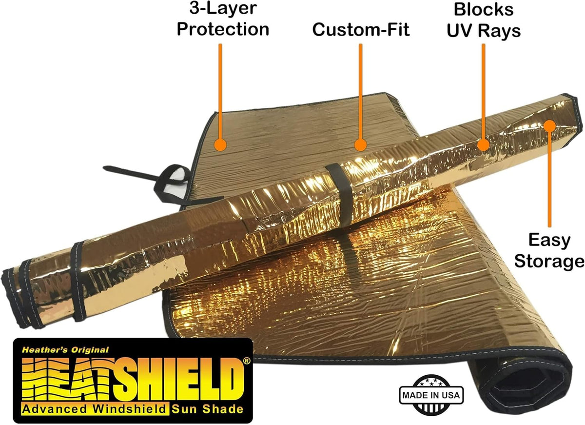 HeatShield, The Original Windshield Sun Shade, Custom-Fit for Mazda CX-9 SUV w/Sensor 2016, 2017, 2018, 2019, 2020, 2021, 2022, 2023 Gold Series