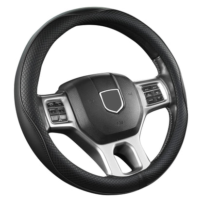 West Llama Customized Auto Car Steering Wheel Cover for Chevy Silverado,Tahoe,Equinox,Traverse,Trailblazer,Colorado (Diamond Quilted-Black+Red-Standard Size)