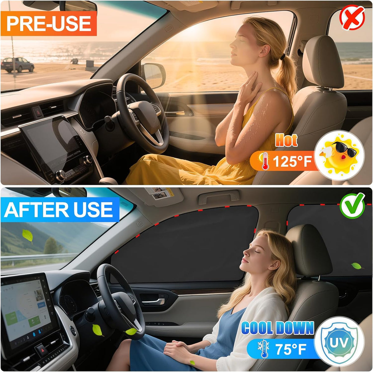 ZATOOTO Magnetic Honda Civic Sun Shade 2017-2024, Privacy & Cool, 4 Pack
