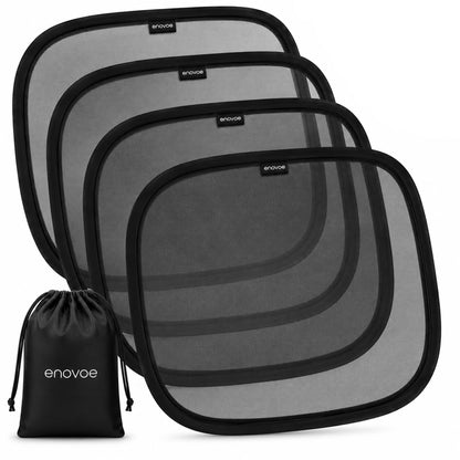 Enovoe Car Window Shades for Baby (4 Pack) - 21"x14" - Sun Shade Blocker, Cling - Glare Shield and UV Rays Protection for Your Child - Side Windows Screens for SUV- Mesh Window Shades for Car Baby