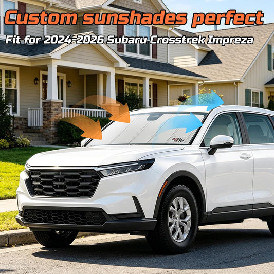 2024-2026 Crosstrek Windshield Sun Shade Compatible with 2024 2025 2026 Subaru Crosstrek Impreza Upgraded 6 Layers Accordion-Folding Front Sun Visor with Storage Bag Keep Interior Cool