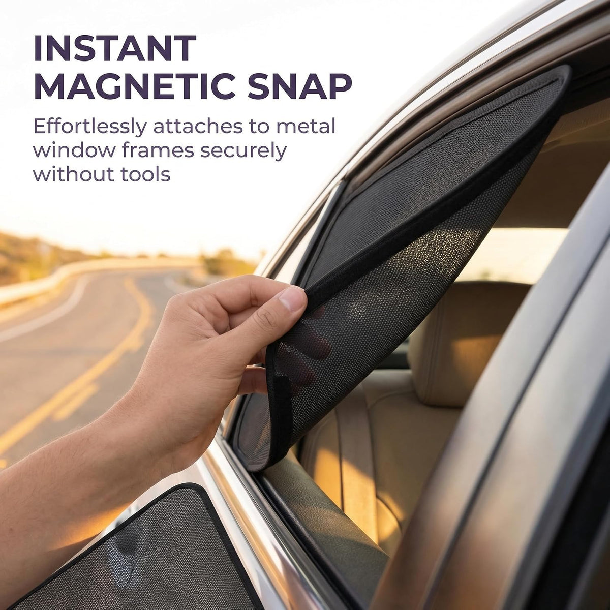 Magnetic Car Window Curtains 4 Pack, Lightweight Side Window Privacy UV