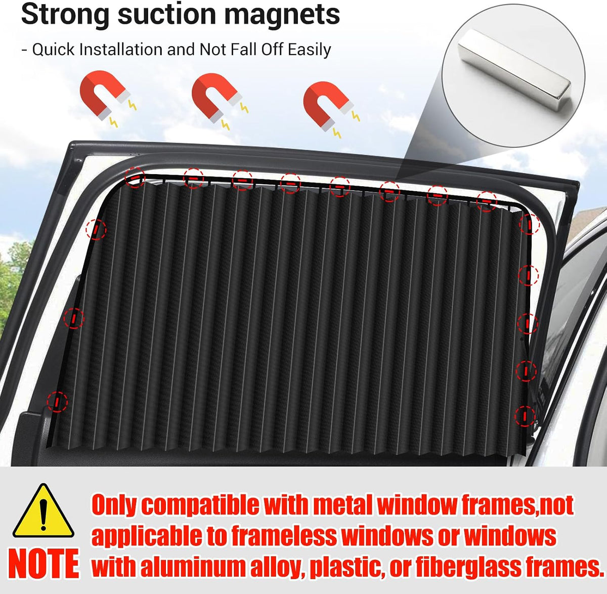 ZATOOTO Car Window Shades for Side Window, Magnetic Car Curtains, 4 Pack