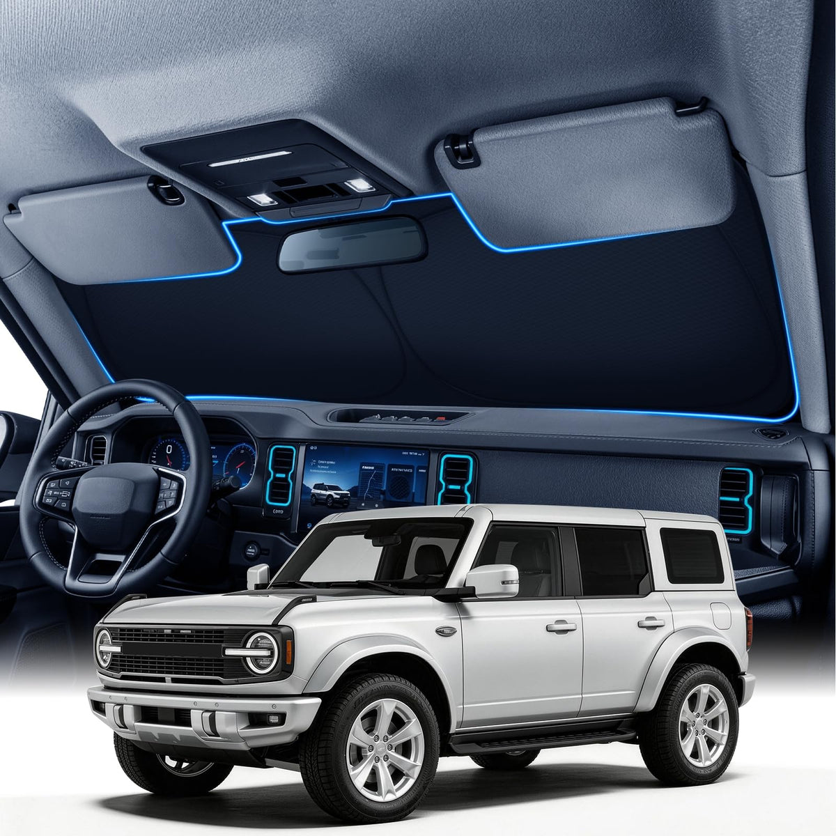 Zanch Custom Windshield Sun Shade for Nissan Altima 2019-2026, 7-Layer UV & Heat Block, 3D Laser Scanned, Interior Protection, Keep Car Cooler, Foldable Car Accessories