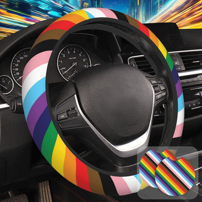 Botanical Flowers Berries Leaves Steering Wheel Cover for Women, Anti-Slip Car Steering Wheel Cover with 2 Pcs Cup Holders Neoprene Breathable Car Accessories Universal 15 Inch Auto Interior Decor