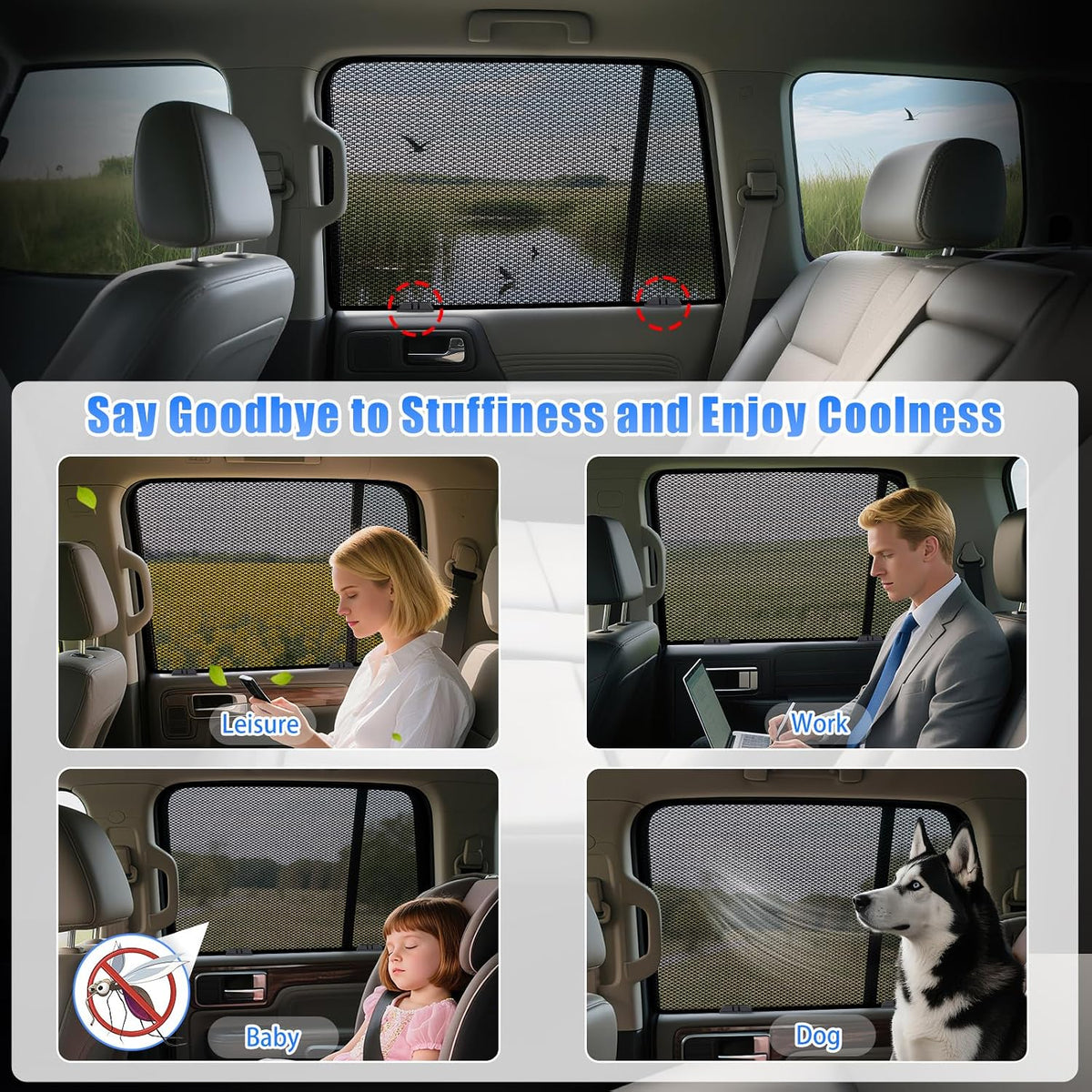 ZATOOTO Car Window Shades Toyota RAV4 2019-2024 for Rear Window, 2 Pack