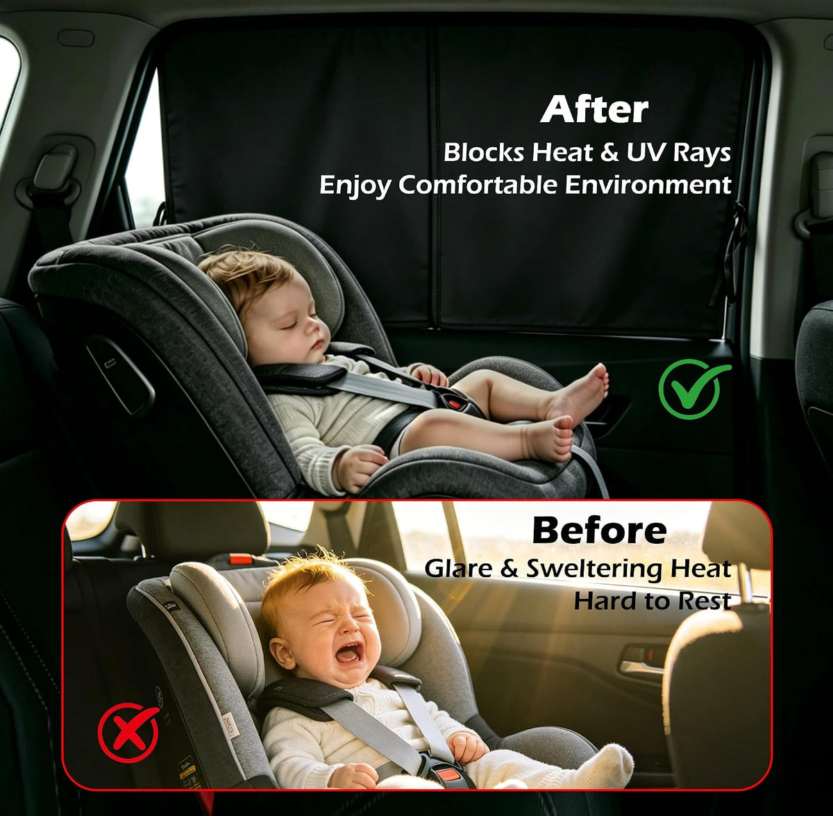 2 Pack Car Window Shades for Side Window with Strong Magnets