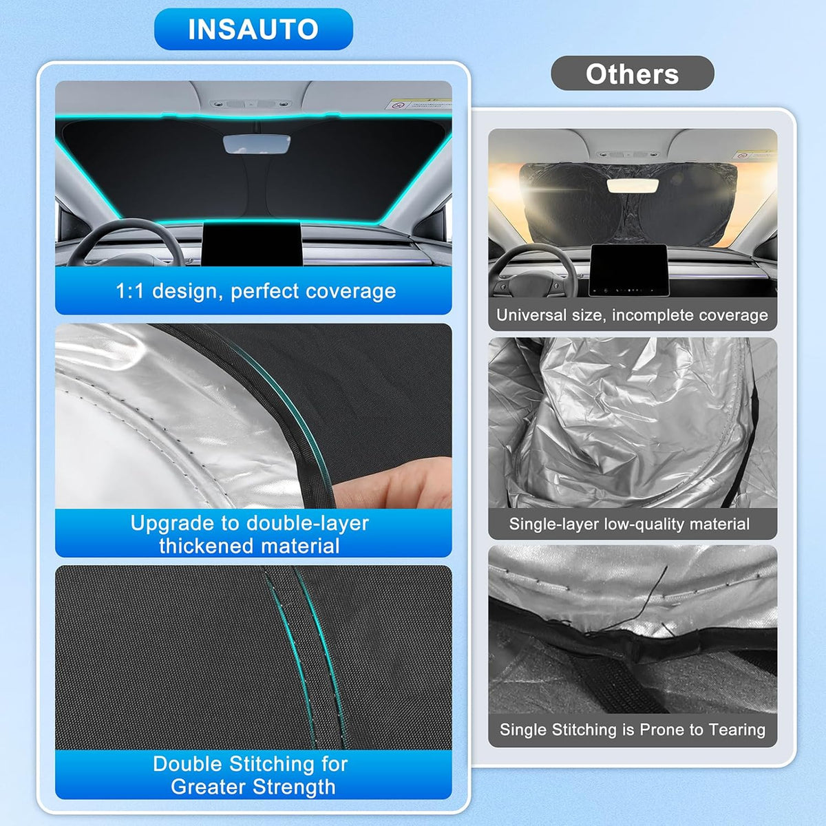 INSAUTO Custom Fit Windshield Sun Shade for Honda Accord 2013-2017