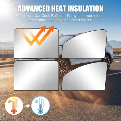 4 PCS Car Side Window Sun Shades, Heat Insulation & Sun Blocking Magnetic Shade for Baby, Full Blackout Privacy Protection Curtain for Front & Rear Windows, Universal for Most Cars (Silver)