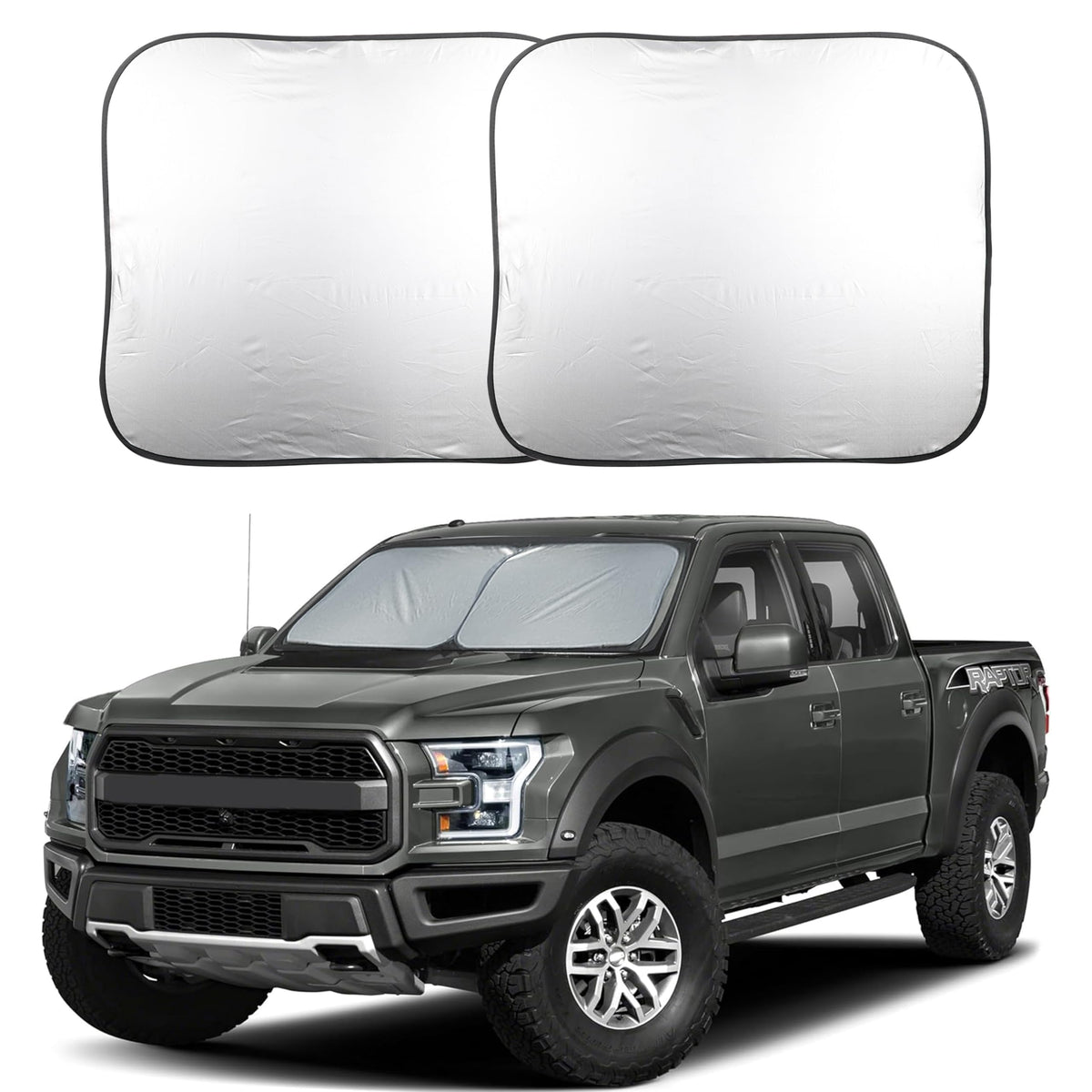 EcoNour 2 Piece Foldable Car Windshield Sun Shade, UV & Heat Protection