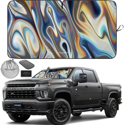Autoamerics 1-Piece Windshield Sun Shade B&W American Flag USA Patriotic Design - Foldable Car Front Window Sunshade for Most Sedans SUV Truck - Blocks Max UV Rays and Keeps Your Vehicle Cool - Small