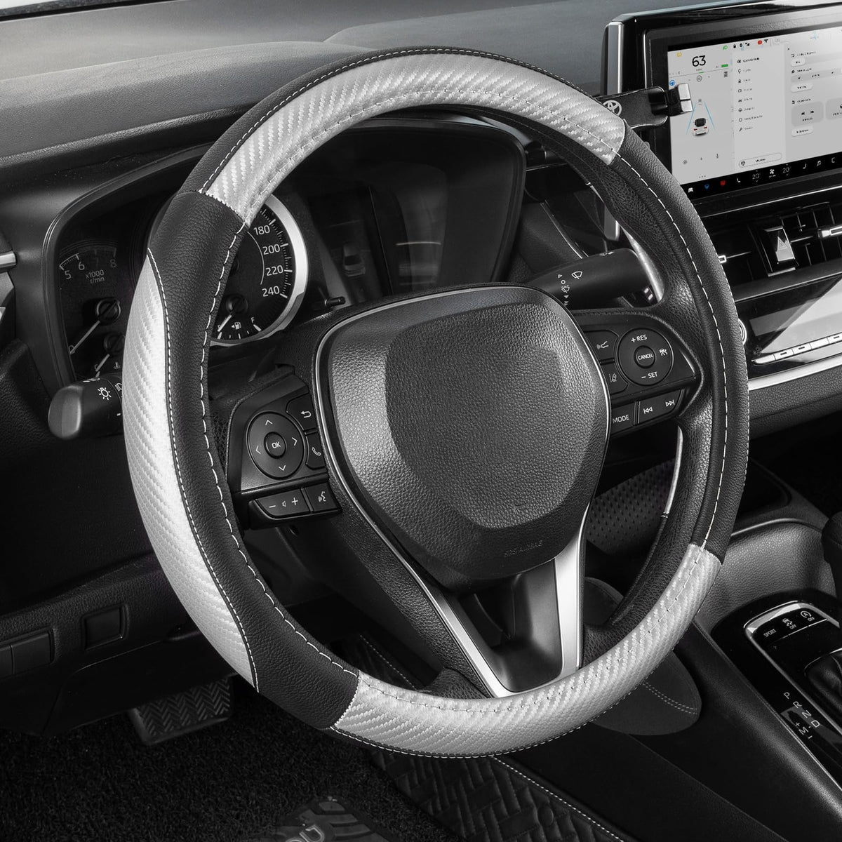 SEG Direct Car Steering Wheel Cover for Prius Civic Model 3 / Y 14"-14.25"