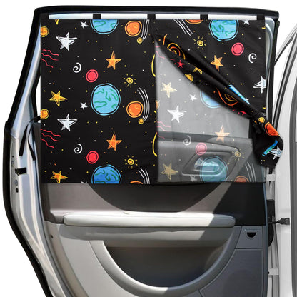 Car Window Shades, Double Layers Magnetic Car Sun Shade for Baby, Blackout/See Through Back Side Window Covers, Auto Window Curtains for UV Protection