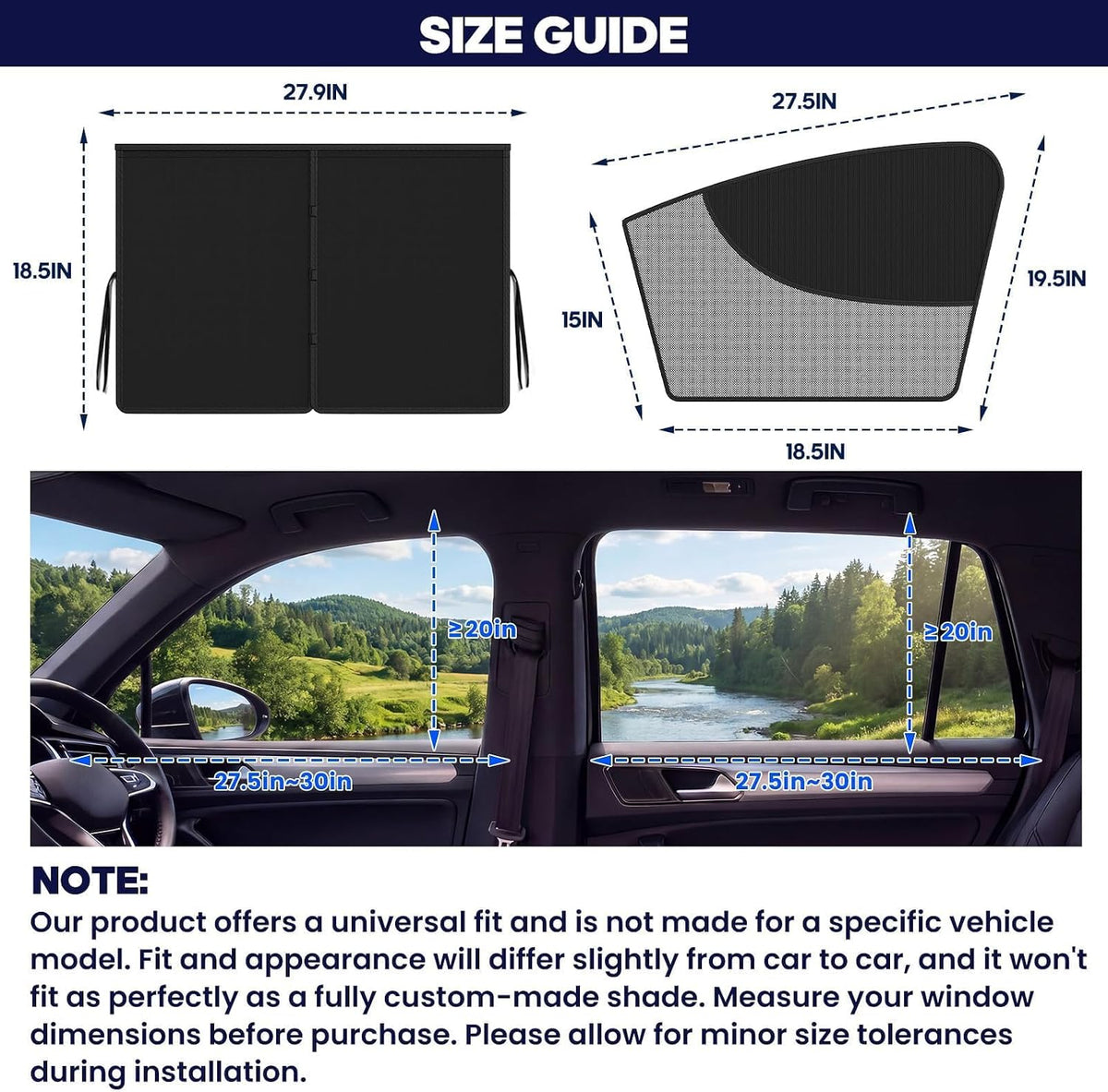 4PCS Magnetic Car Window Shades for Side Window, Car Curtains