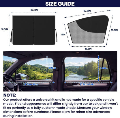 4PCS Magnetic Car Window Shades for Side Window, Car Curtains