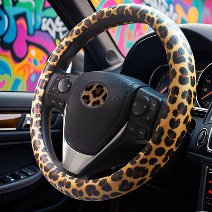 Evankin Lattice Leather Steering Checker Wheel Cover, Black and White