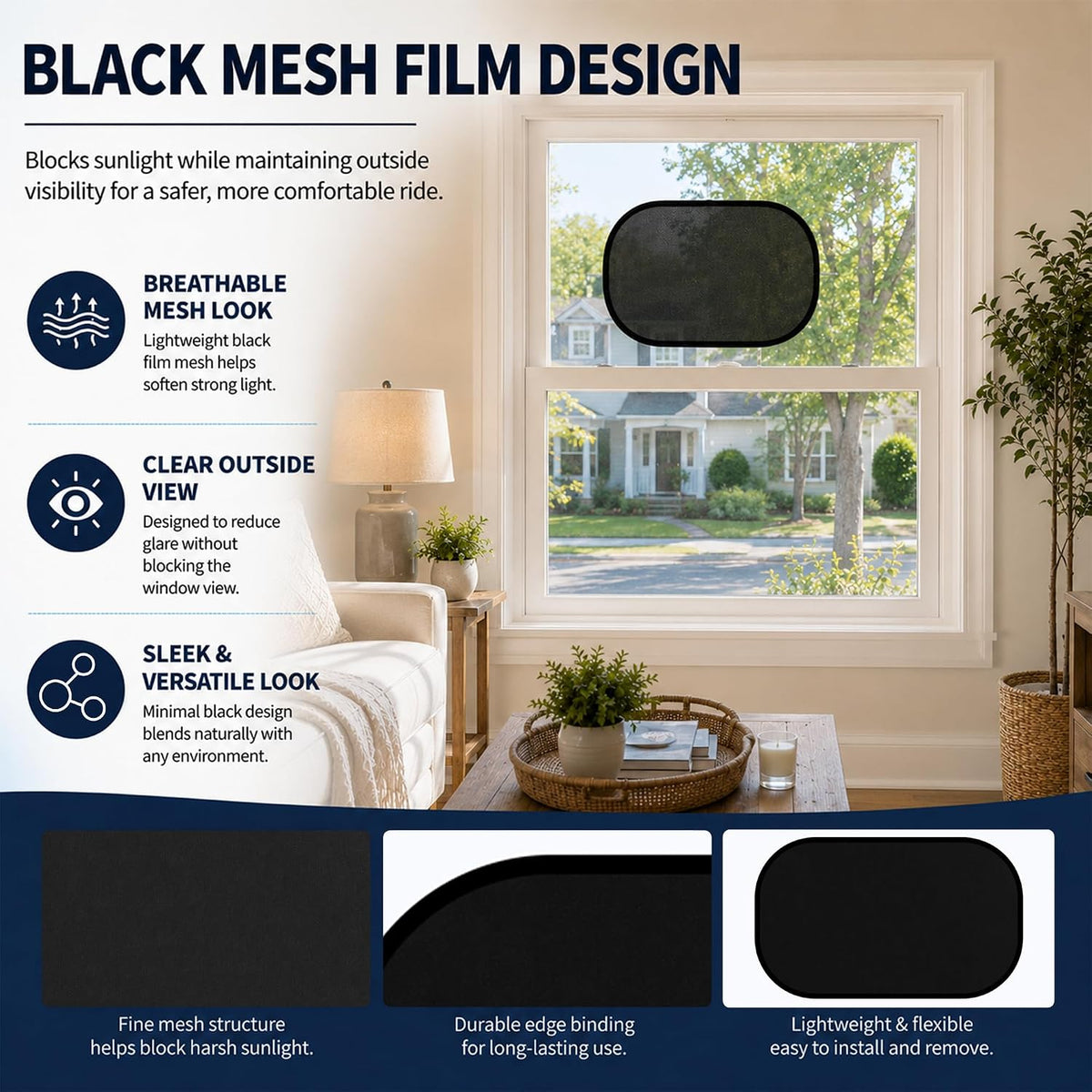 Static Cling Car Window Shades, UV Protection, 2 Pack