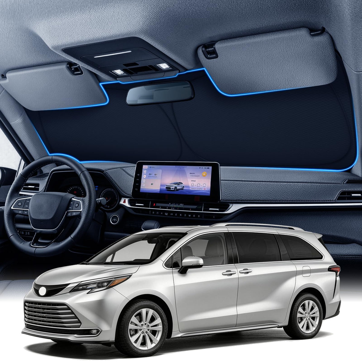 Zanch Custom Windshield Sun Shade for Nissan Altima 2019-2026, 7-Layer UV & Heat Block, 3D Laser Scanned, Interior Protection, Keep Car Cooler, Foldable Car Accessories