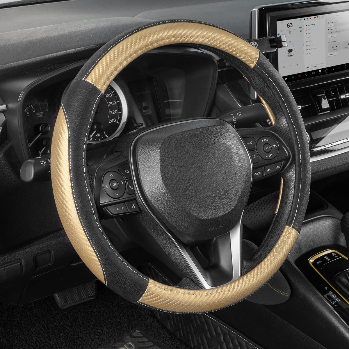 SEG Direct Car Steering Wheel Cover for Prius Civic Model 3 / Y 14"-14.25"