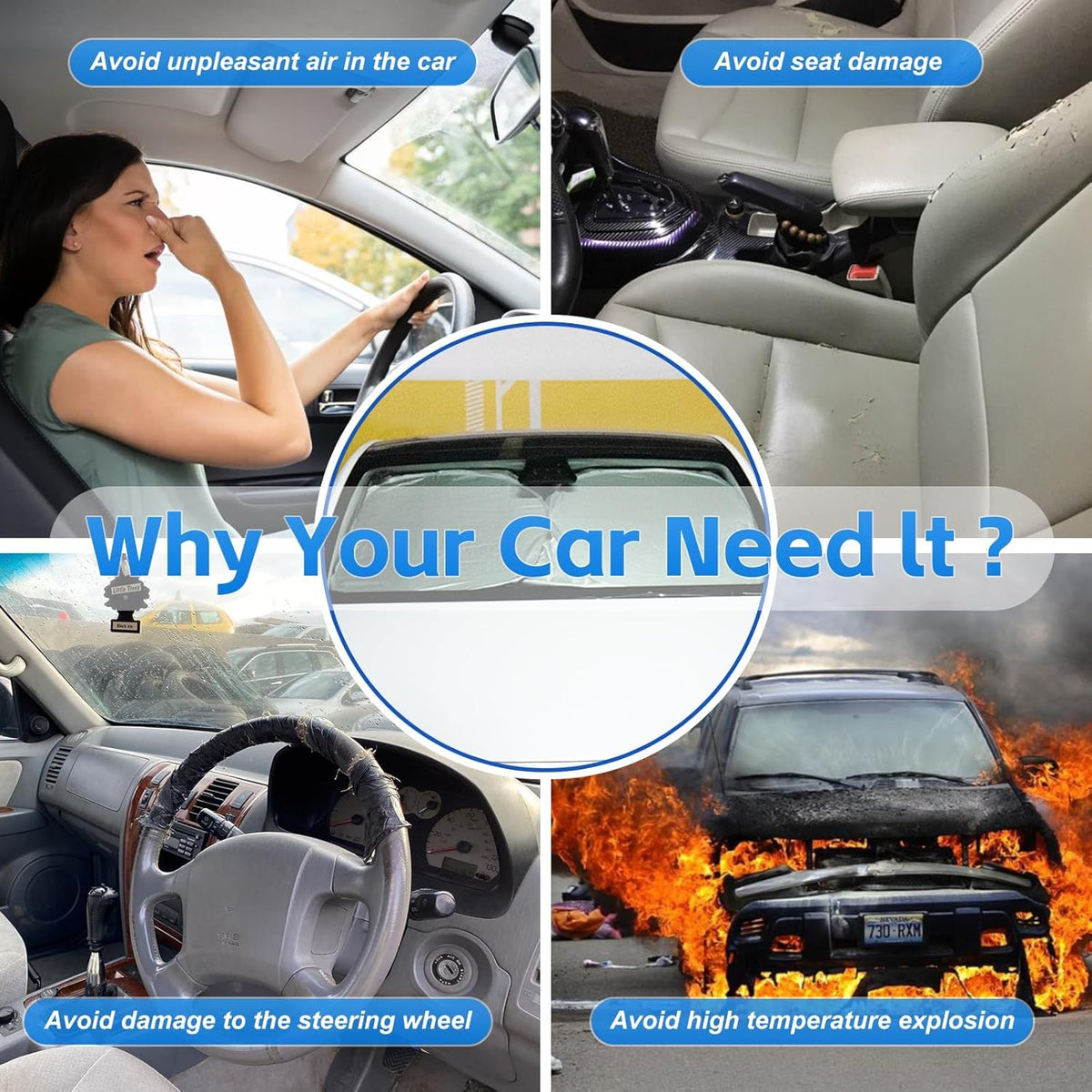 for Honda Accord 2018-2022 Windshield Sun Shade Front Window Shade Custom Fit Accord Accessories Sun Visor Foldable Shade Blocks UV Rays Summer Must Have Car Accessories