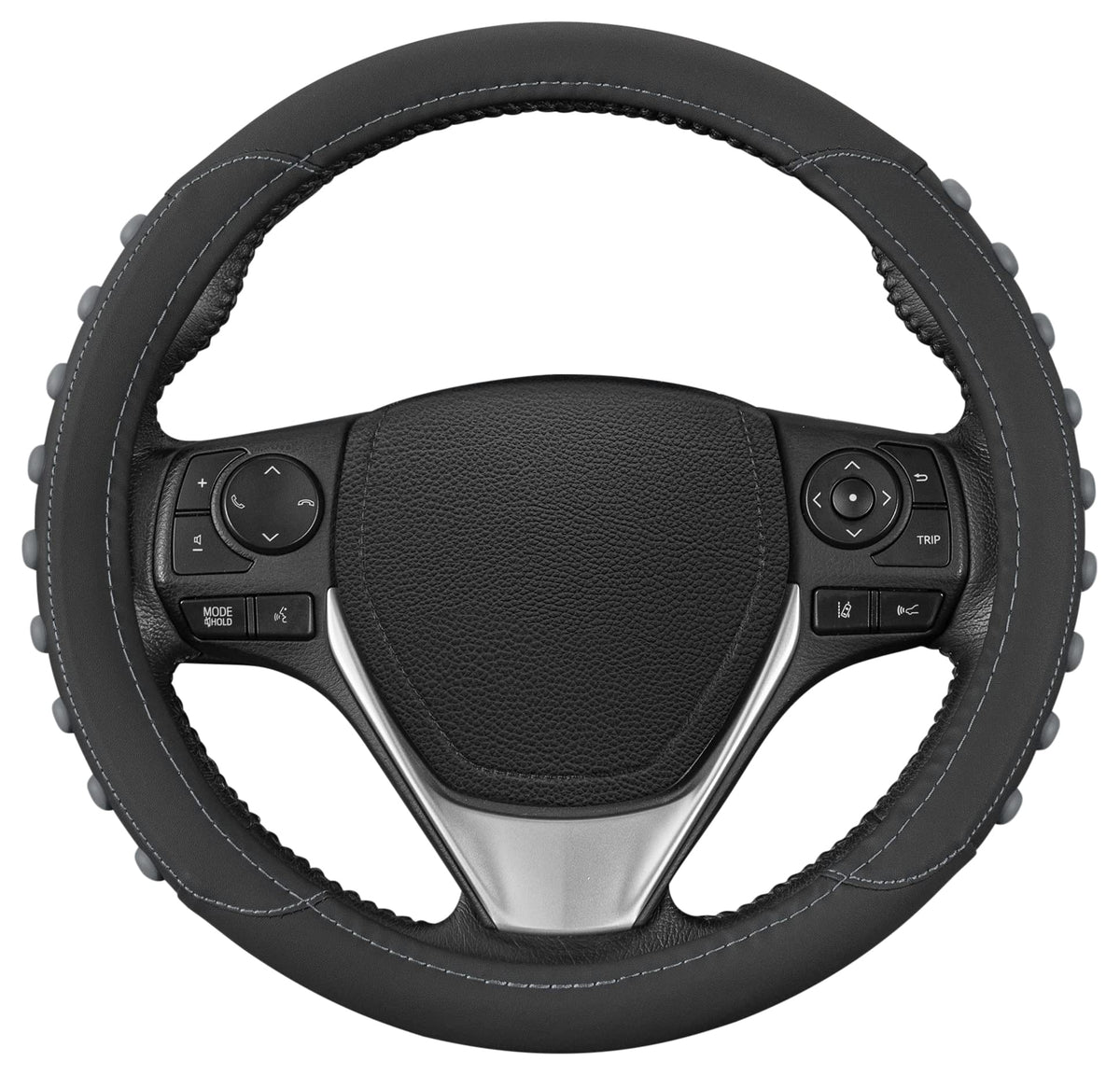 Motor Trend Perforated Microfiber Leather Steering Wheel Cover for Cars Trucks SUVs Vans, Sporty Racing Improved Grip Anti-Fatigue Ergonomic Design, Airbag Compatible - Fits Standard 15" Inch - Black