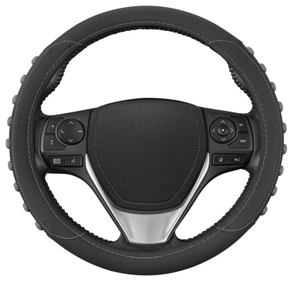 Motor Trend Perforated Microfiber Leather Steering Wheel Cover for Cars Trucks SUVs Vans, Sporty Racing Improved Grip Anti-Fatigue Ergonomic Design, Airbag Compatible - Fits Standard 15" Inch - Black