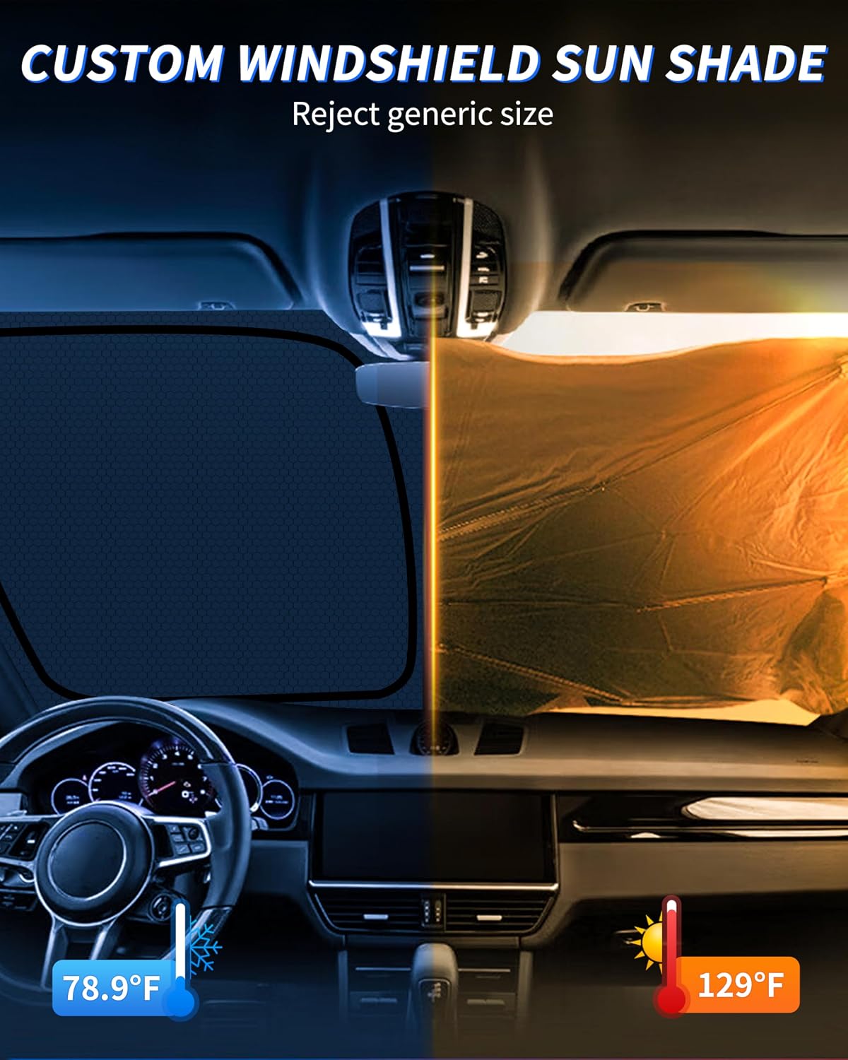 Murano Windshield Sun Shade for Murano 2015-2024 Blocks UV Rays Accessories,1:1 Custom Foldable Thickened Wear-Resistant Front Window Sunshade Visor,Keeps Your Car Cooler